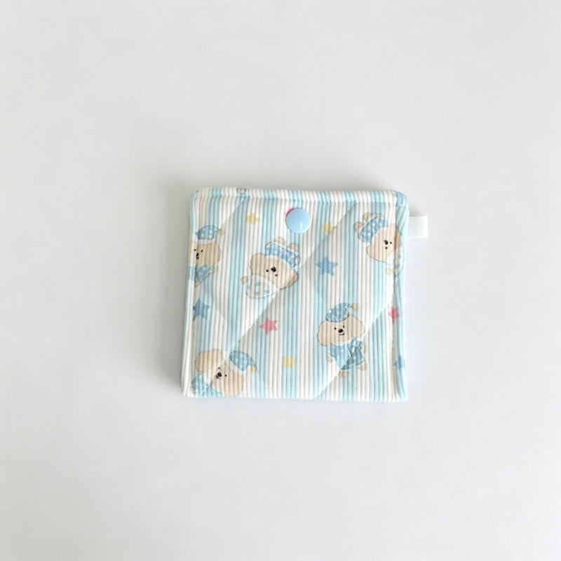 Corduroy Printed Square Storage Pouch