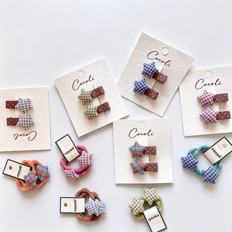 Plaid Star Fabric Hair Ties
