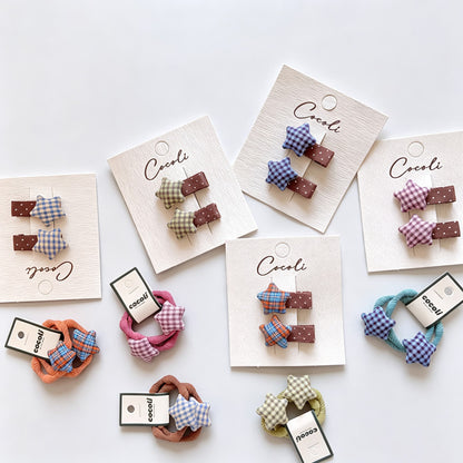 Plaid Star Fabric Hair Ties