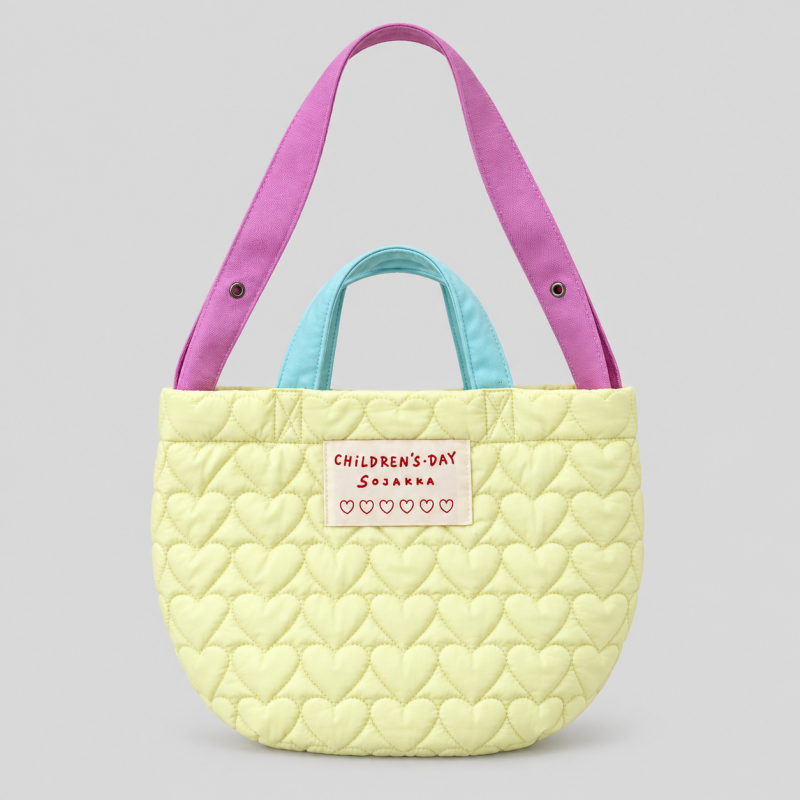 Heart Quilted Large Tote Handle Bag