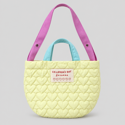 Heart Quilted Large Tote Handle Bag