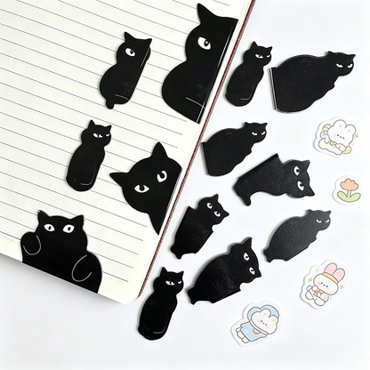 Black Cat Silhouette Magnetic Bookmarks