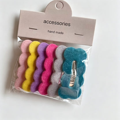 6PCS Kids Fabric BB Hair Clips Set