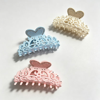 Hollow Heart Rhinestone Hair Claw