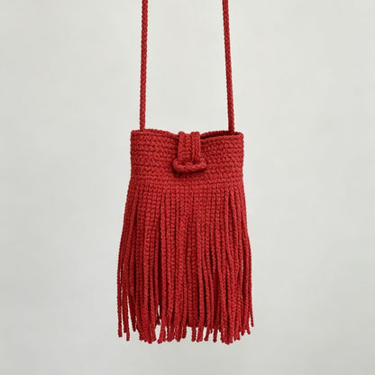 Fringe Drawstring Bucket Bag