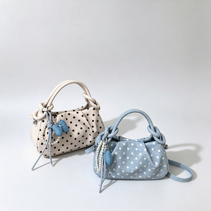 Polka Dot Handbag Crossbody Bag with Charm