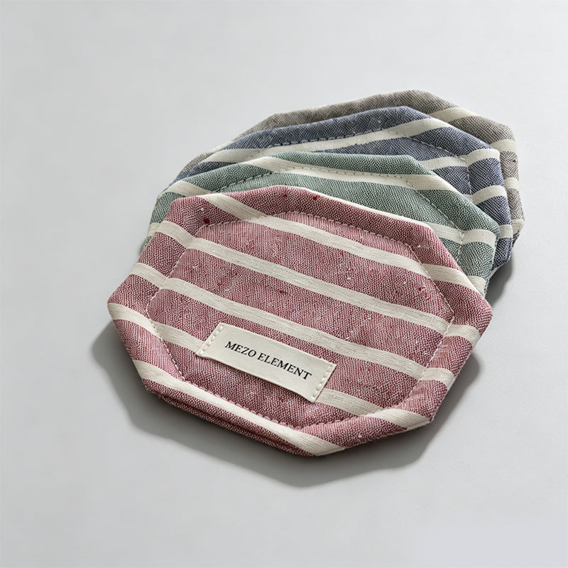 Striped Linen Blend Fabric Placemat & Coaster