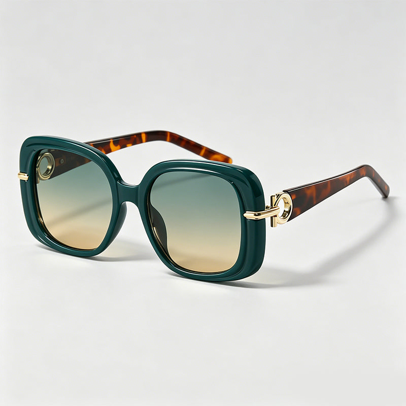 Metal Circle Decor Oversized Square Sunglasses