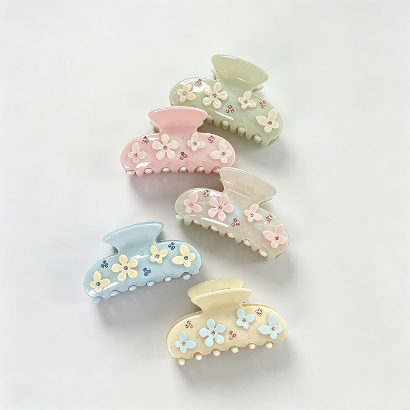 Flower Butterfly Rhinestone Claw Clips