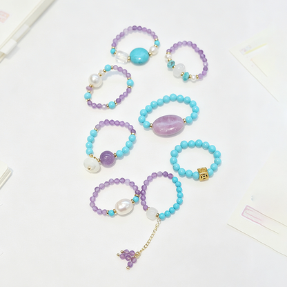 Synthetic Amethyst Stretch Beaded Ring
