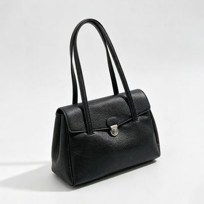 Litchi Grain Lock Clasp Shoulder Bag