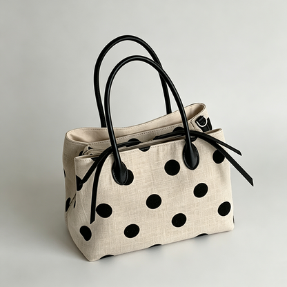 Polka Dot Canvas Mini Tote Bag
