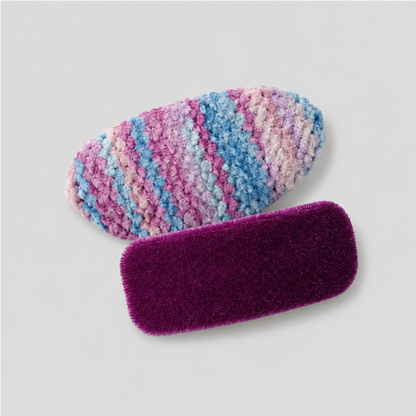 Purple Patchwork Hair Clip Set