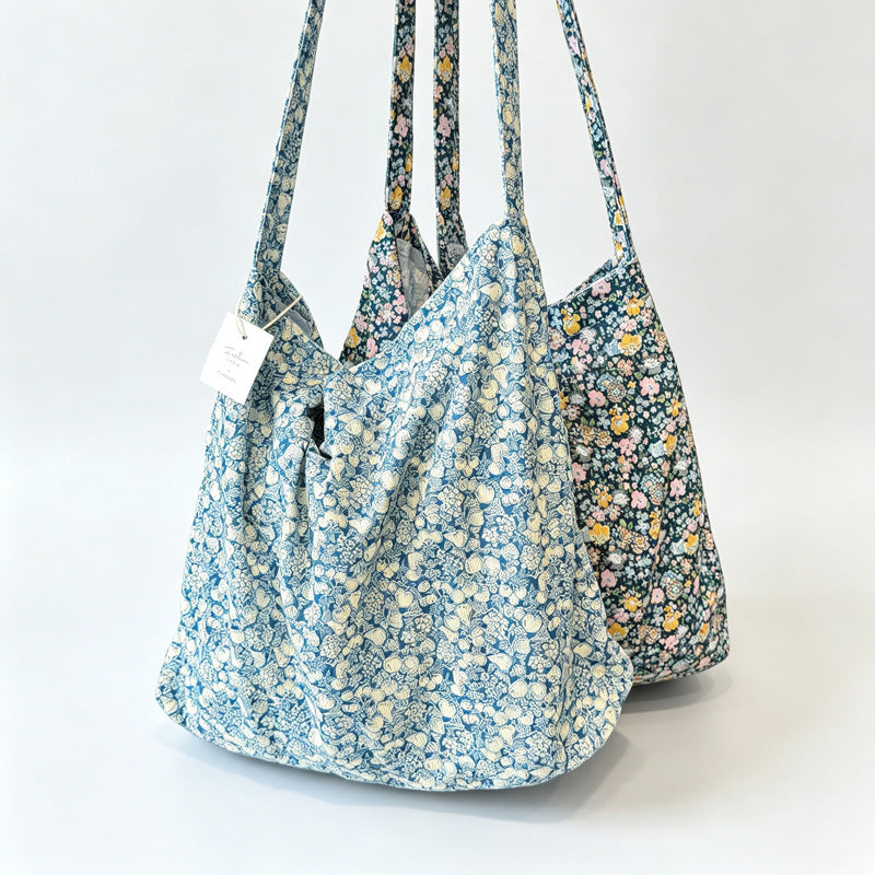 Floral Open‑Top Shoulder Tote Bag