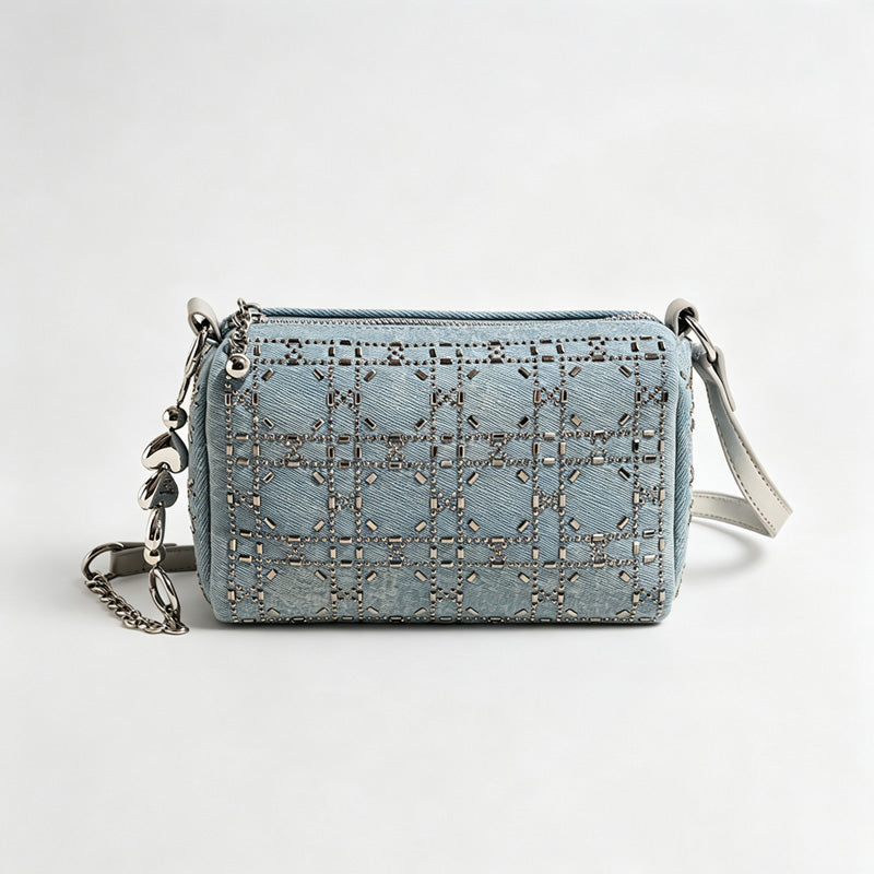 Denim Rhinestone Small Crossbody Bag
