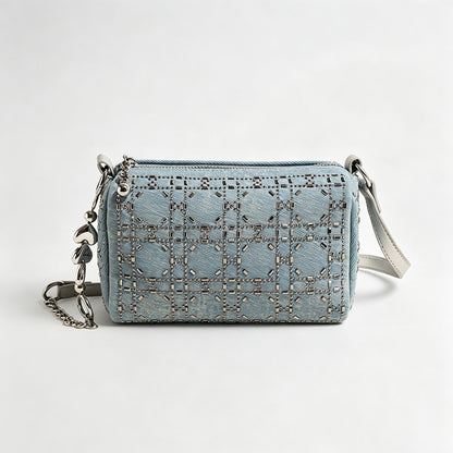 Denim Rhinestone Small Crossbody Bag