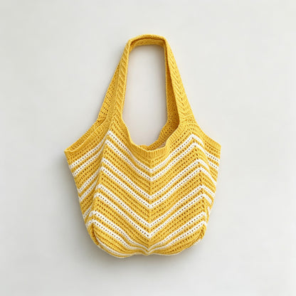 Zigzag Stripe Knit Tote Bag