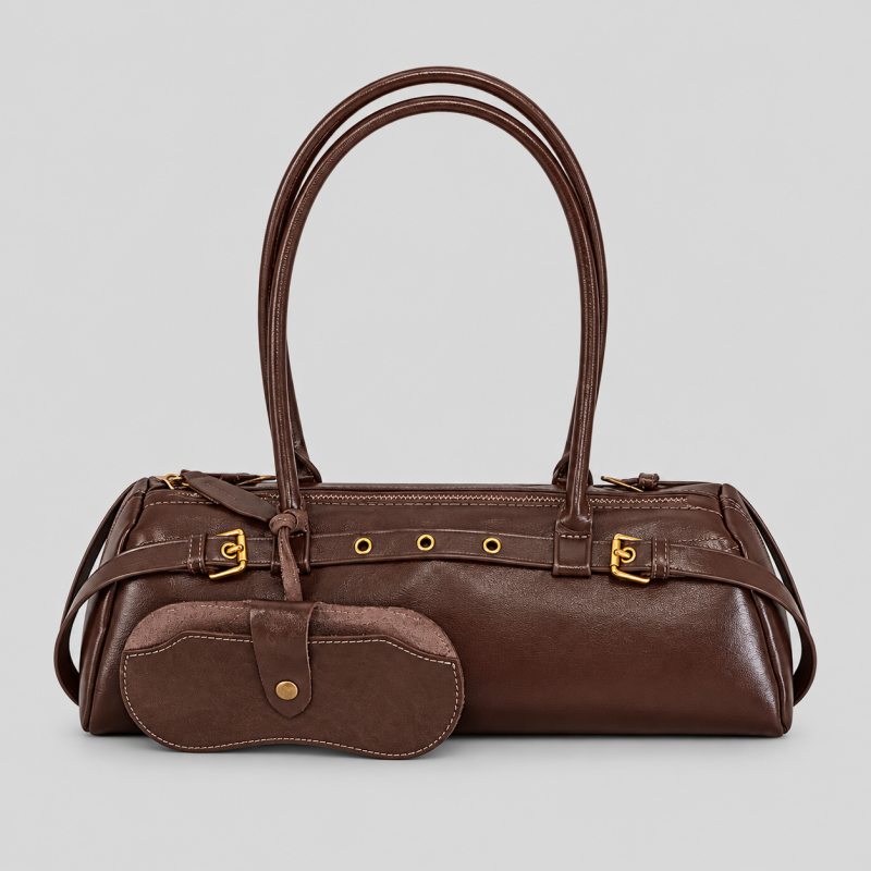 Solid Color Shoulder Handbag