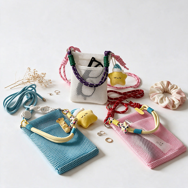 Star Charm Mesh Phone Pouch