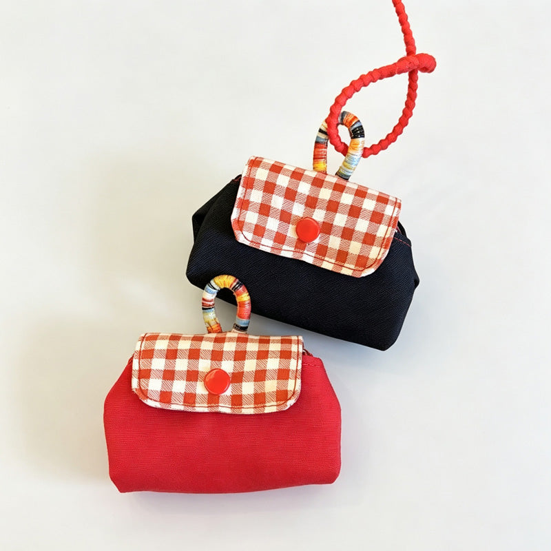 Plaid Flap Canvas Earbud Pouch