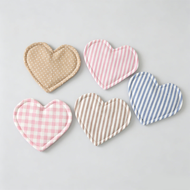 Lightweight Cotton Fabric Heart-Shaped Coaster