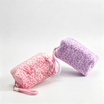 Leopard Fleece Cosmetic Pouch