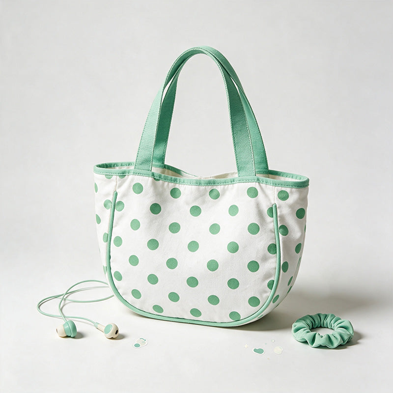 Green Dot Mini Handle Bag