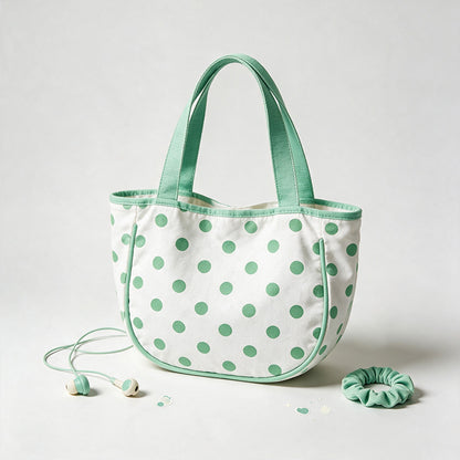 Green Dot Mini Handle Bag