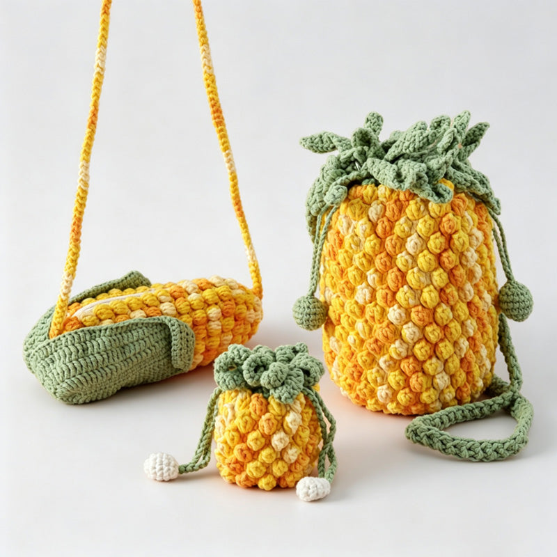Pineapple Crochet Crossbody Bag