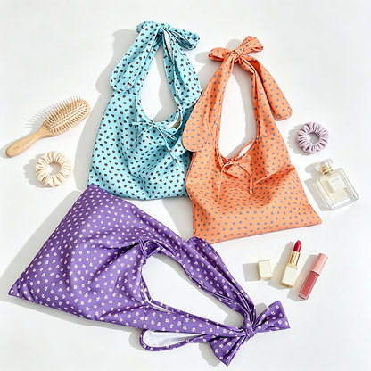 Bow Handle Floral Print Shoulder Bag