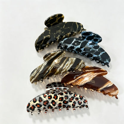 Leopard Marble Acetate Hair Claw