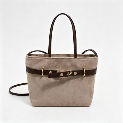 Faux Suede Mini Tote Crossbody Bag