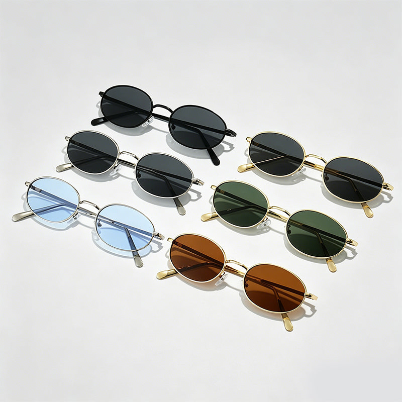Retro Oval Vintage Metal Frame Sunglasses