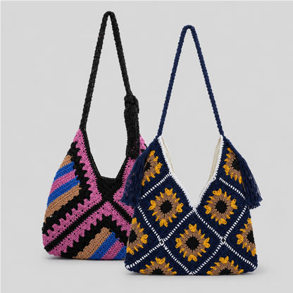 Striped Crochet Shoulder Bag
