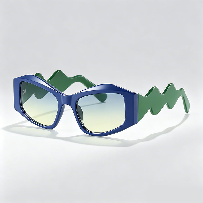 Wavy Temple Irregular Rectangle Sunglasses