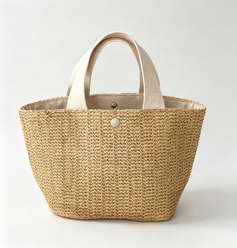 Woven Mini Handle Tote Bag