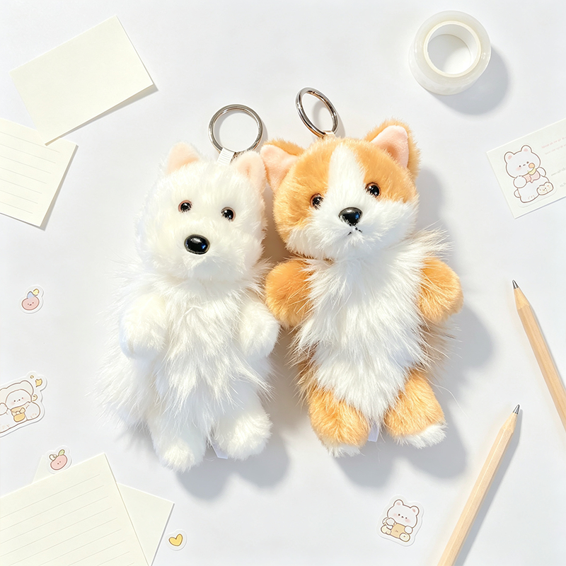 Plush Dog Figure Keychain