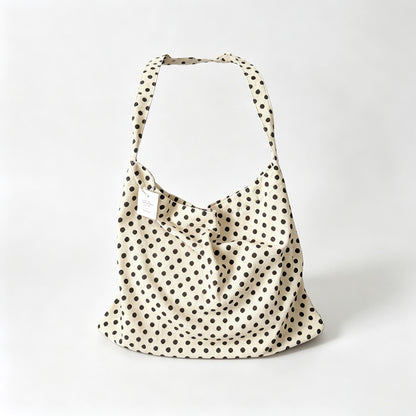 Polka‑Dot Open‑Top Shoulder Bag
