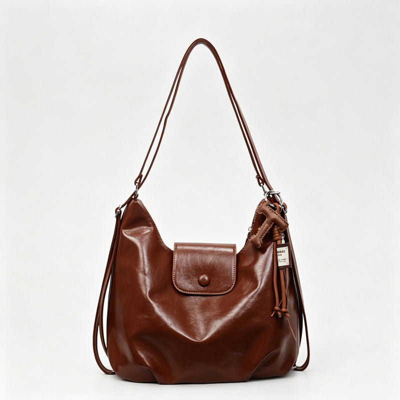 Faux PU Hobo Shoulder Bag with Pendant
