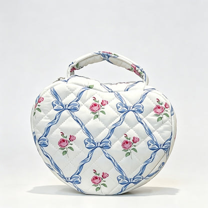 Heart‑Shaped Quilted Cosmetic Pouch