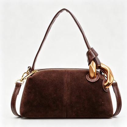Faux Suede Barrel Crossbody Bag