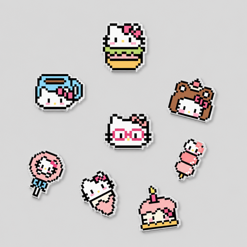 Pixel Cat Printed Acrylic Fridge Magnet