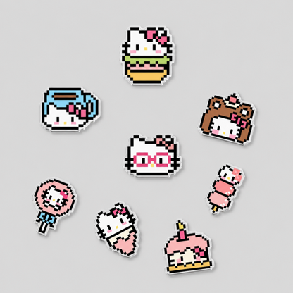 Pixel Cat Printed Acrylic Fridge Magnet