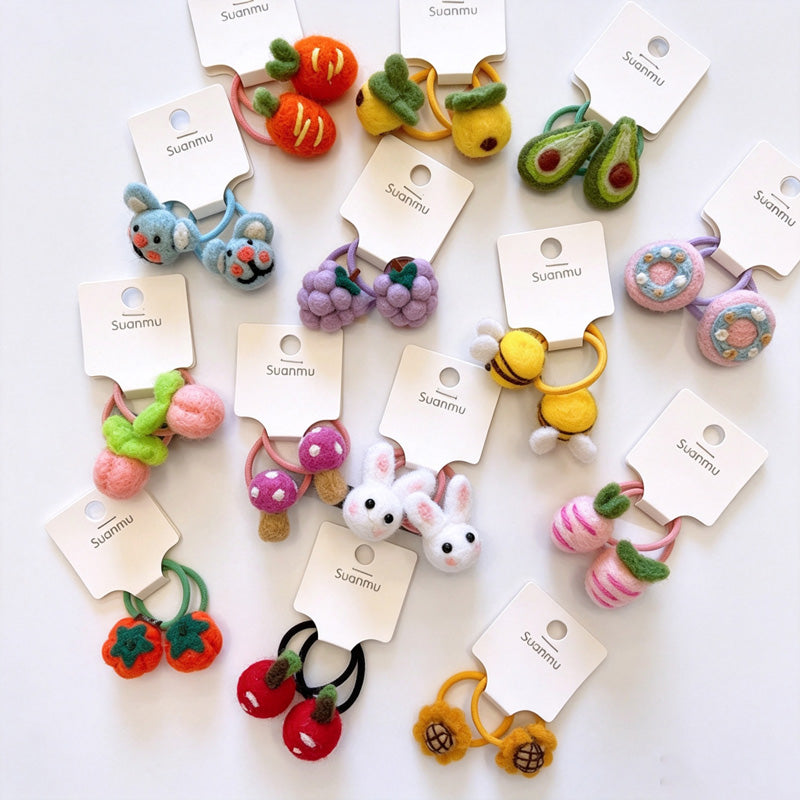 Felt Fruit Animal Hair Tie Set