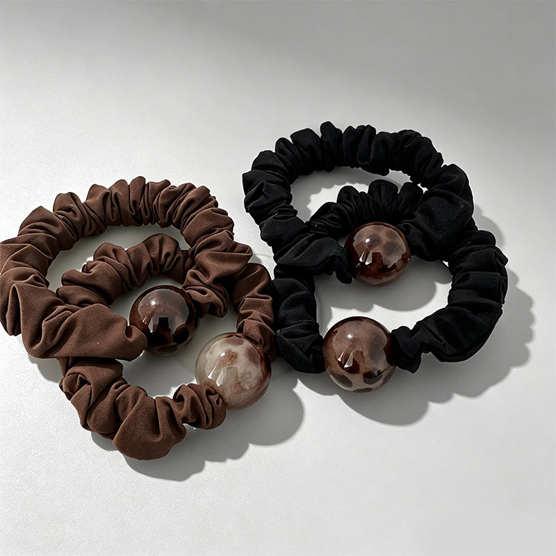 Refined Leopard Pattern Wrinkled Ball Hair Tie