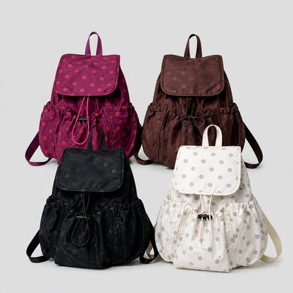 Ruffle Drawstring Flap Backpack