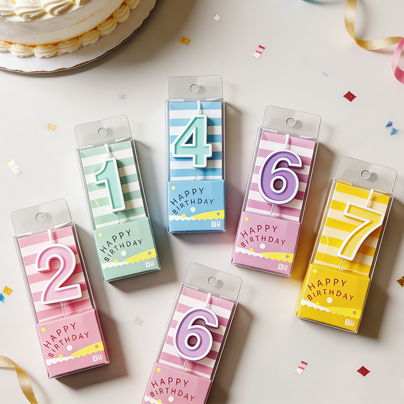 0-9 Pastel Candy Color Number Birthday Candles 10PCS Set