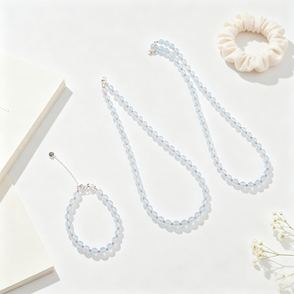 Blue Imitation Crystal Beaded Necklace