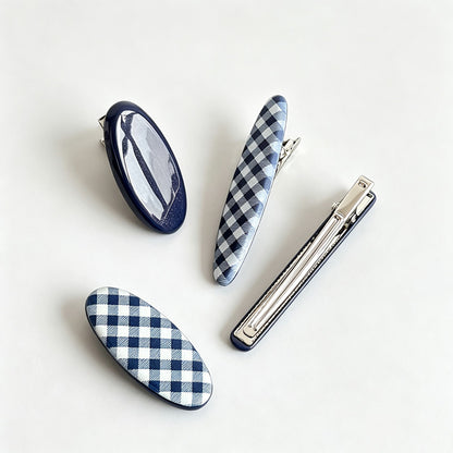 Plaid Alligator Hair Clip 2‑Piece Set