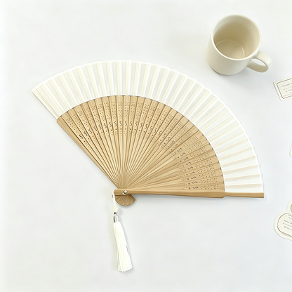 Plain Silk Bamboo Folding Hand Fan